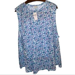 J. Jill Sleeveless Top 4X NEW Fishy Blue